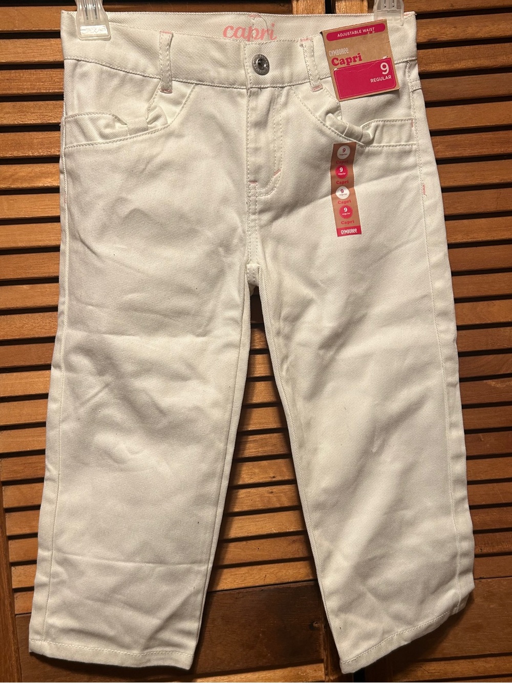 Gymboree White Capri Pants with Adjustable Waistband